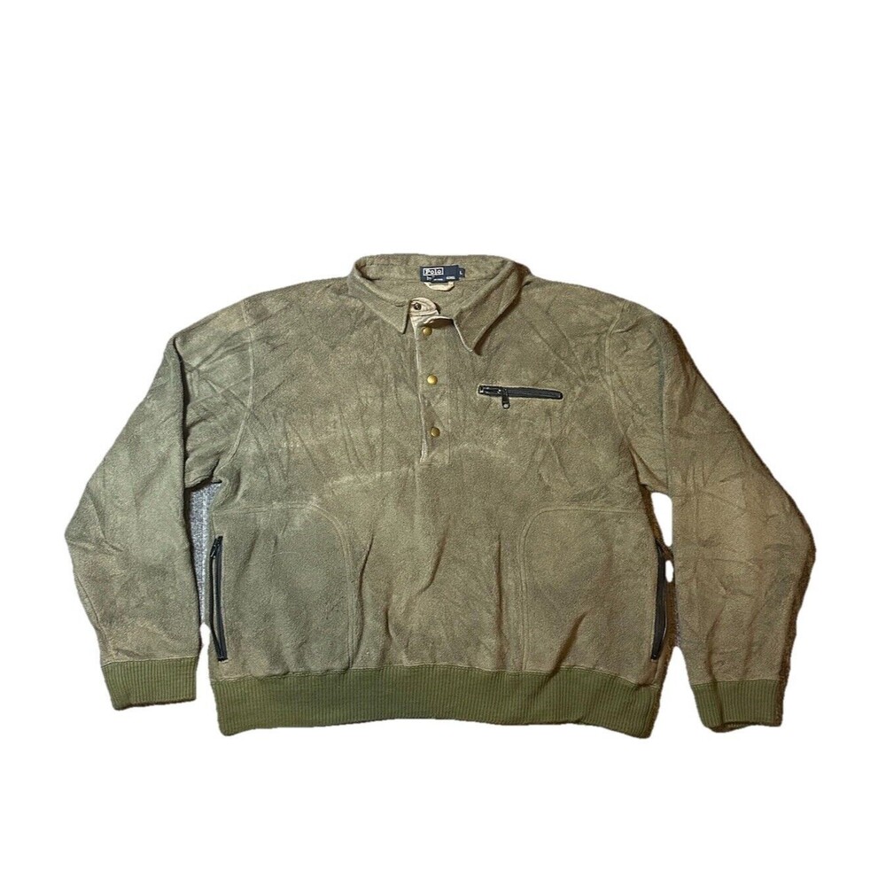 Vintage Polo Ralph Lauren Sportsman 1/4 Snap‎ Pullover Deer Sweater Mens Large